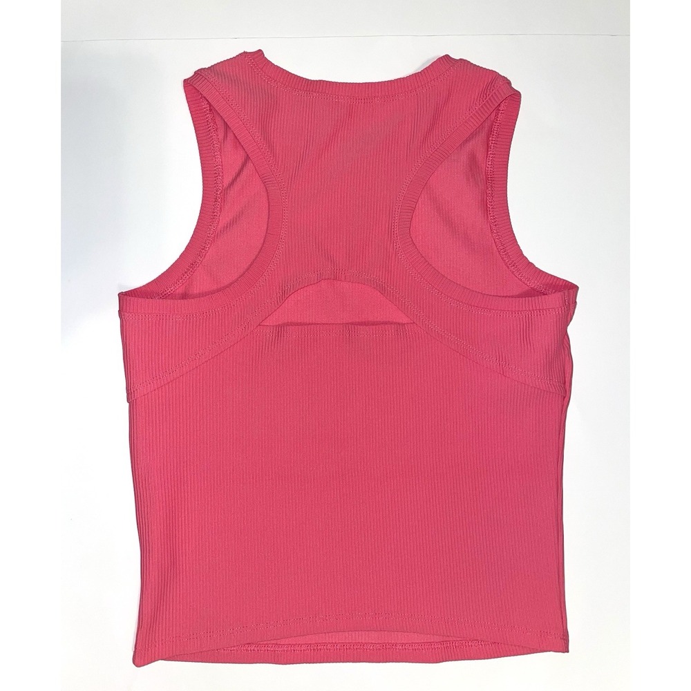 Pink Ribbed Cropped Tank Top - Picture 3 of 3